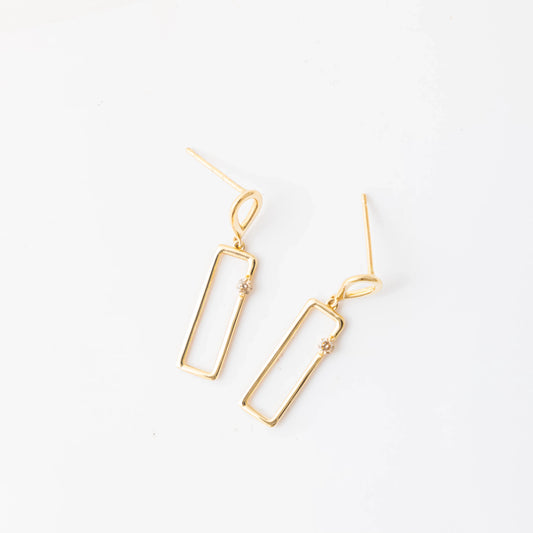 ダイヤモンド レクタングル スタッド ピアス